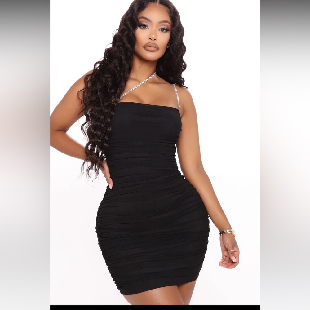 Fashion Nova Ruched black Mini Dress